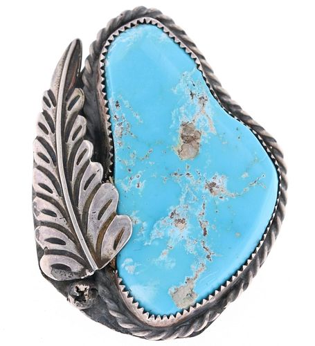 Navajo Large Turquoise Nugget Ring by J Livingston
