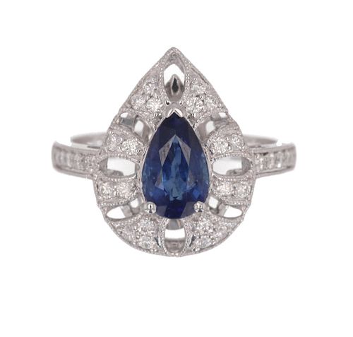 Unheated Sapphire VS2 Diamond & Platinum Ring