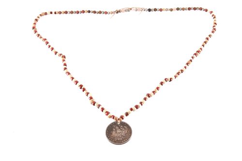 Black-Heart Trade Bead 1884 Dollar Coin Necklace