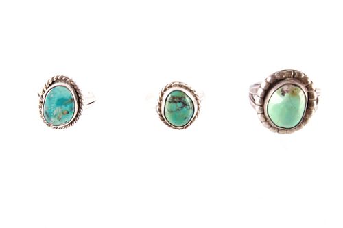 Turquoise Cabochon & Sterling Silver Navajo Rings