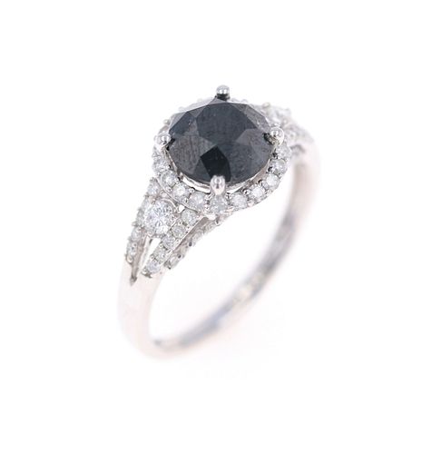 Fancy Black Diamond 14k White Gold Ring