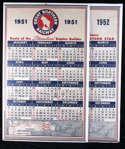 Great Northern Railway Wall Calendars '51&'52