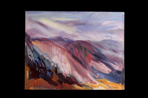 Original Carl Tolpo Pikes Peak Oil Painting 1939