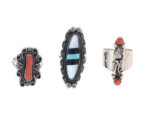 Navajo Sterling Silver Inlaid Ring Collection
