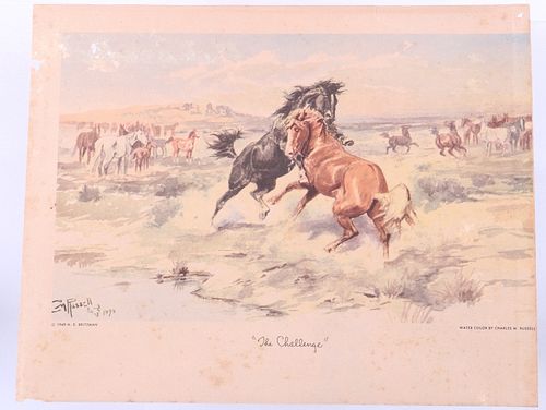 C.M. Russell "The Challenge" Chromolithograph