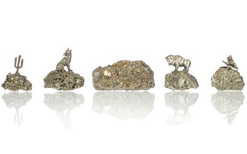 J Ritter Co. Pewter Miniature Figures On Pyrite