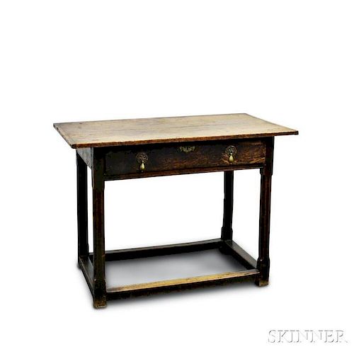 William & Mary Oak One-drawer Tavern Table