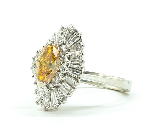 Fancy Orange Diamond and 14K Ring