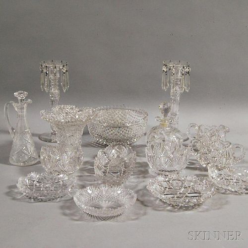 Seventeen Pieces of American Brilliant-cut Colorless Glass.