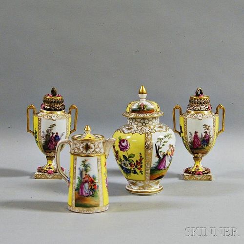 Four Pieces of Dresden Porcelain