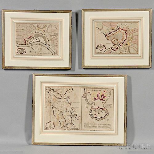 France, Fortifications. Thomas Jefferys (c. 1719-1771) A Plan of Rochfort; A Plan of Rochelle; A Chart of the Road of Basque; [and] A P