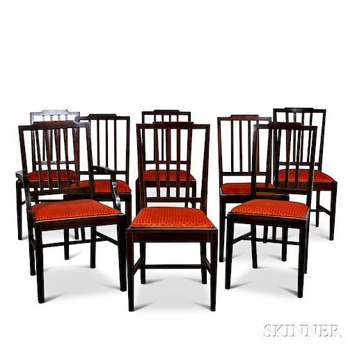 Assembled Set of Eight Federal-style Inlaid Mahogany Dining Chairs