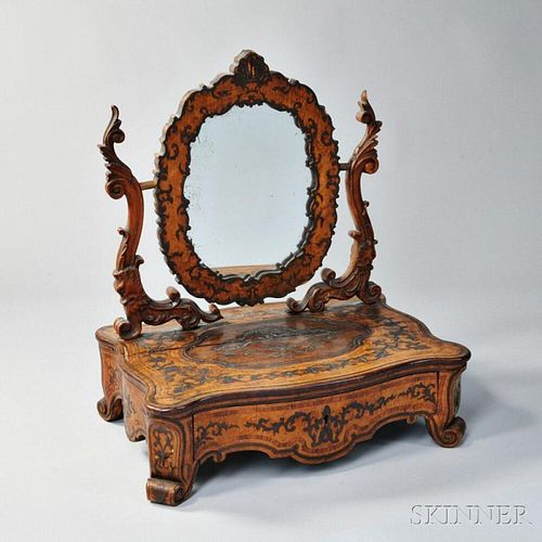 French Marquetry Dressing Mirror