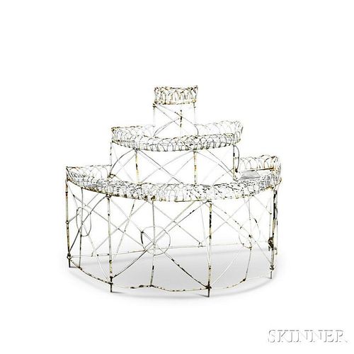 Wirework White-painted Three-tier Plant Stand