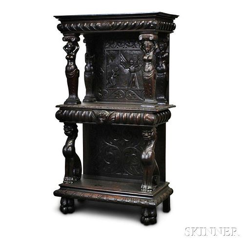 Baroque Revival Carved Oak Console