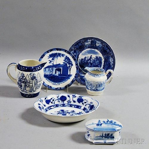 Six Pieces of Blue and White Ceramics