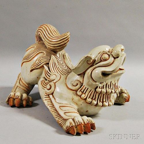 Large White-glazed Ceramic Foo Lion