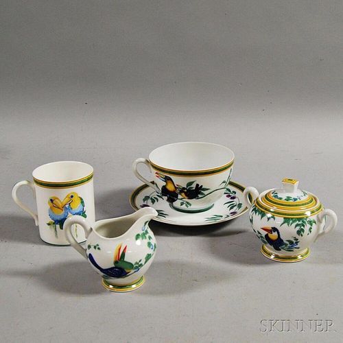 Five Pieces of Hermes "Toucan" Porcelain