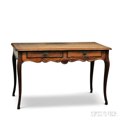 Louis XV Provincial-style Carved Walnut Writing Table