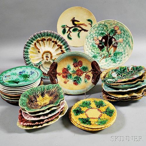 Twenty-eight Majolica Pottery Plates