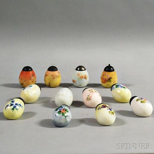 Twelve Mount Washington Glass Egg Salt Shakers