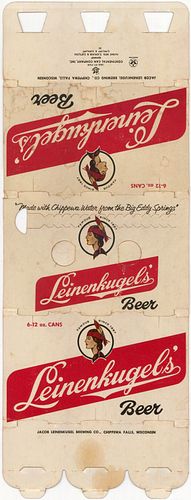 1957 Leinenkugel's Beer Six Pack Can Carrier Chippewa Falls, Wisconsin