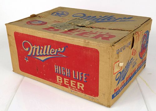 1949 Miller High Life Beer 12 12oz Can Box Milwaukee, Wisconsin