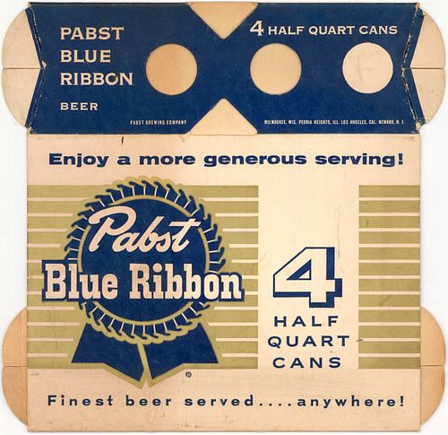 1953 Pabst Blue Ribbon Beer (4 16oz cans) Milwaukee, Wisconsin