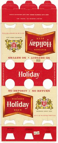 1962 Wisconsin Holiday Beer (12oz Bottles) Six Pack Carrier Potosi, Wisconsin