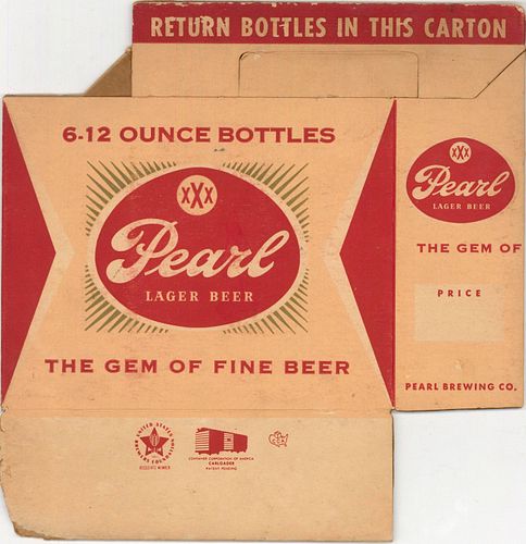 1958 Pearl Beer Six Pack Bottle Carrier San Antonio, Texas