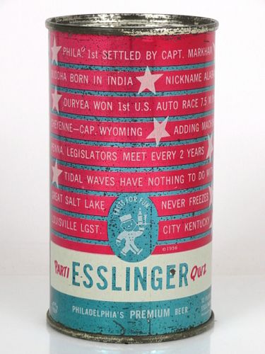 1962 Esslinger Parti Quiz Beer 12oz 60-36.3 Philadelphia, Pennsylvania