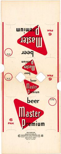 1963 The Master Premium Beer Six Pack Can Carrier Shamokin, Pennsylvania