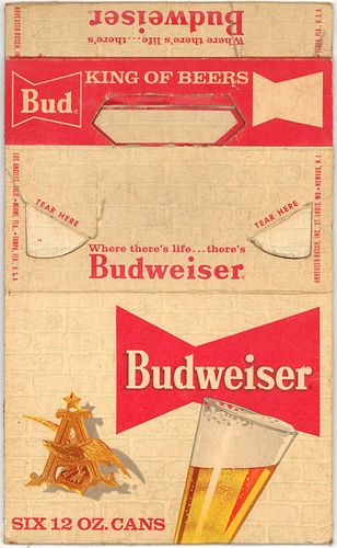 1959 Budweiser Beer Six Pack Can Carrier Saint Louis, Missouri