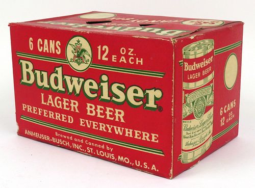 1951 Budweiser Beer Six Pack Can Carrier Saint Louis, Missouri