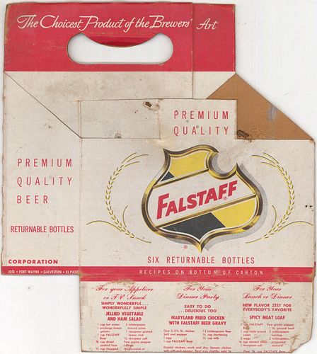 1964 Falstaff Beer Six Pack Bottle Carrier Saint Louis, Missouri