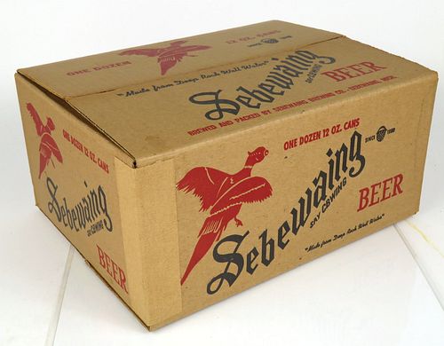 1957 Sebewaing Beer 12-pack 12oz Flat Top Can Box Sebewaing, Michigan