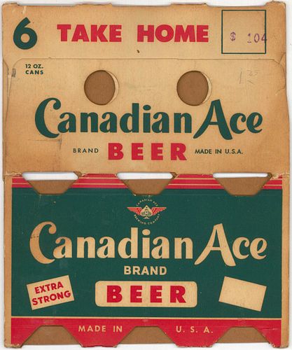 1954 Canadian Ace Beer Six Pack Can Carrier Chicago, Illinois