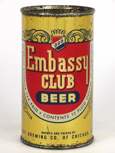 1945 Embassy Club Beer 12oz 59-31.2 Chicago, Illinois