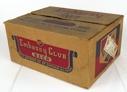 1936 Embassy Club Beer 12-pack 12oz Can Box Chicago, Illinois