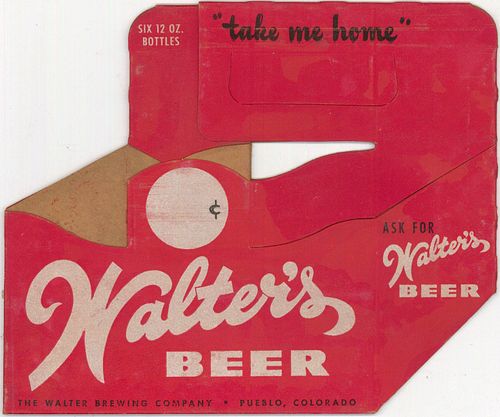 1949 Walter's Beer Six Pack Bottle Carrier Pueblo, Colorado
