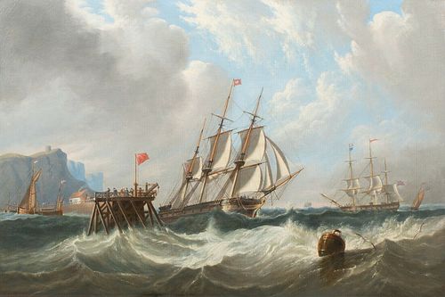 SHIP IN A SWELL OIL PAINTING