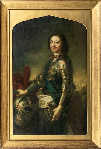 PORTRAIT OF PETER I THE GREAT EMPEROR OF RUSSIA (1672-1725) OIL PAINTING