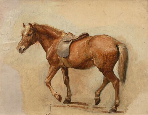 PORTRAIT OF A CHESTNUT HORSE OIL PAINTING