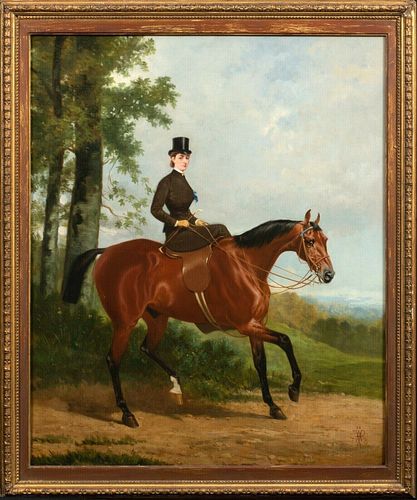 HORSE & LADY OIL PAINTING