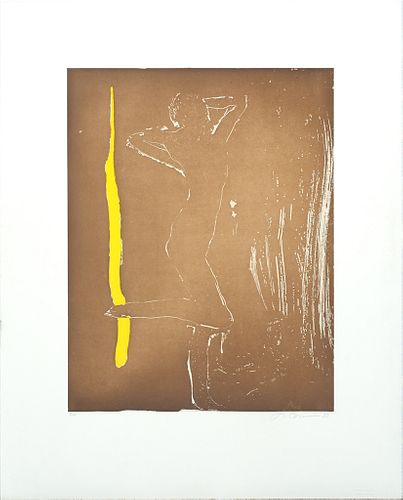 Nathan Oliveira, (Am. b. 1928), "Figure I" 2007, Color sugar lift aquatint on paper, unframed