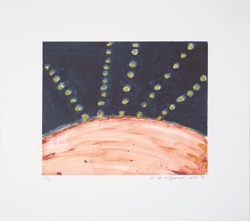 Katherine Bradford, Am. b. 1942, "Night Sky" 2013, Monotype, framed under glass