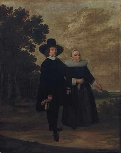 Attr. to Herman Mijnerts Doncker, Dutch 17th Century, Double Portrait of an Unknown Couple (Man and a Woman), Oil on canvas, unframed