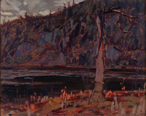 A.Y. Jackson, Can. 1882-1974, "Algoma, Cally Layton Lake" 1919, Oil on panel, framed