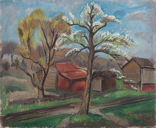 Henry Varnum Poor, Am. 1888-1970, "Spring", Oil on canvas laid to panel, unframed