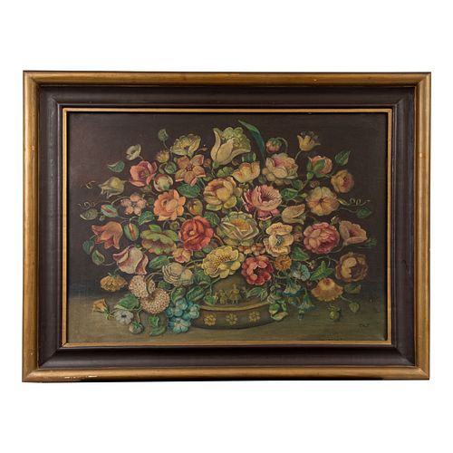 FIRMADO N.G.L. Bouquet. Óleo sobre tela. 65 x 83 cm. Enmarcado.